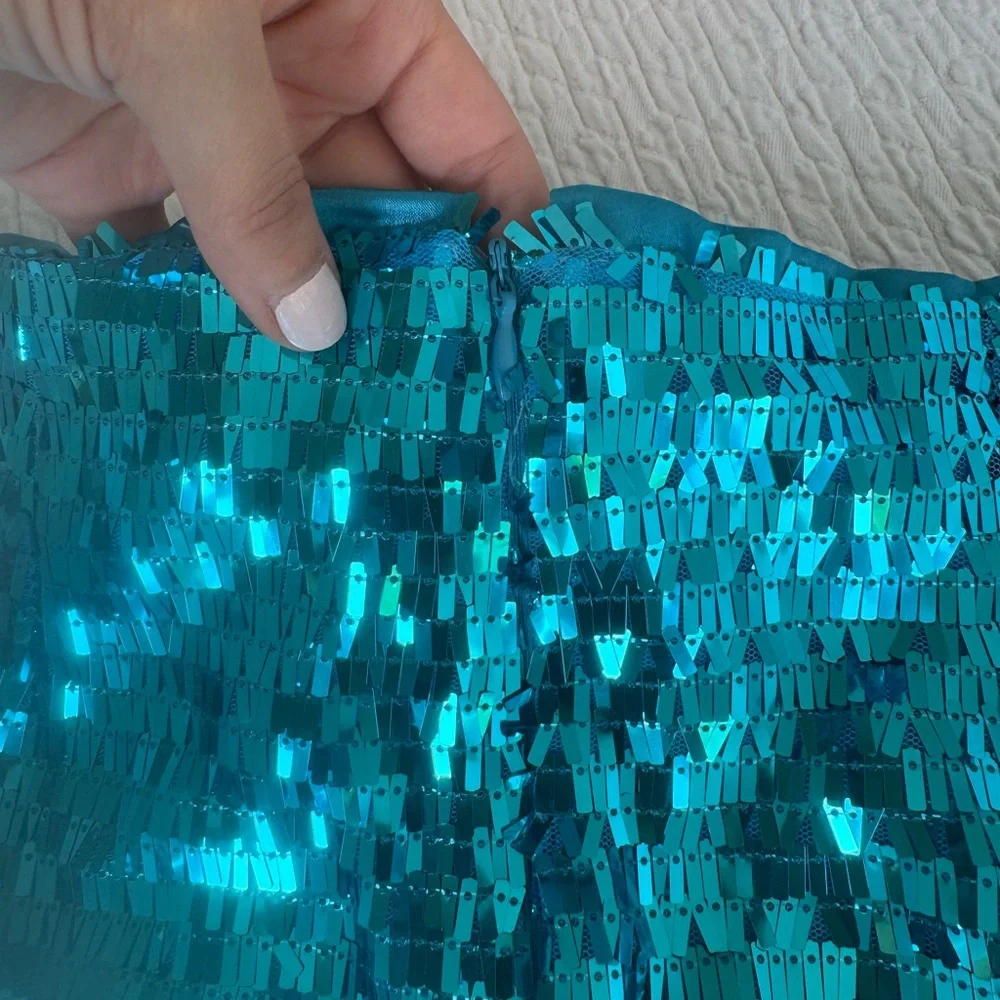 ASOS Teal Sequin Mini Skirt - Picture 6 of 6